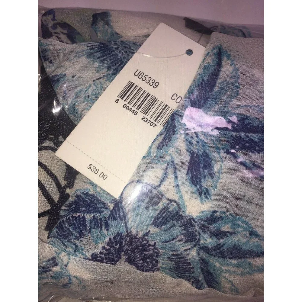 Cejon Peaceful Poppy Cover Up in Blue with Fringes